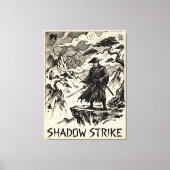 Shadow Strike Samurai Inkt Kunst Canvasprint Canvas Afdruk (Voorkant)