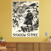 Shadow Strike Samurai Inkt Kunst Canvasprint Canvas Afdruk (Insitu (Woonkamer))