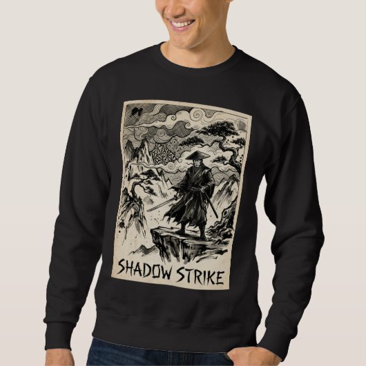 Shadow Strike Samurai Inkt Kunst Sweatshirt (Voorkant)