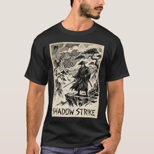 Shadow Strike Samurai Inkt Kunst T-Shirt (Voorkant)