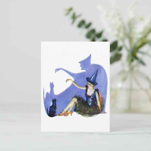 Shadow Witch en haar Black Cat Briefkaart (Staand voorkant)