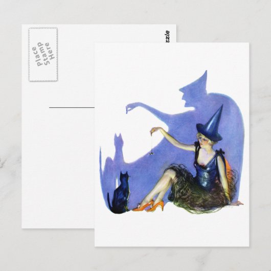 Shadow Witch en haar Black Cat Briefkaart (Voorkant / Achterkant)