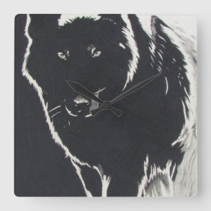Shadow Wolf Vierkante Klok