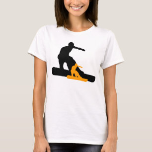 shadowboarder oranje sneeuwboarder t-shirt