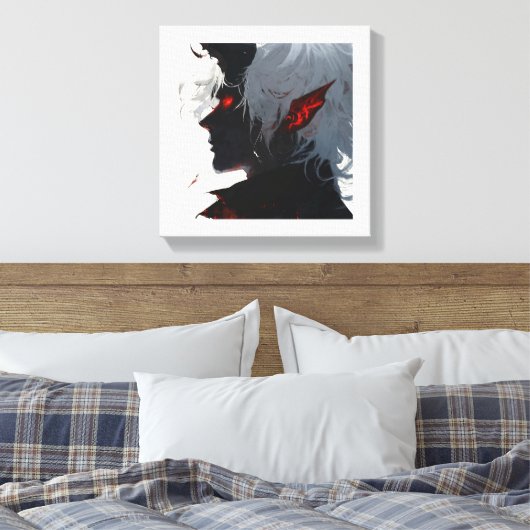 Shadowborn Demon Een spookachtig silhouet Canvas Afdruk (Insitu (Slaapkamer))