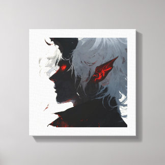 Shadowborn Demon Een spookachtig silhouet Canvas Afdruk