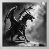 Shadowborn Majesteit: Dragon Charcoal Art Poster (Voorkant)
