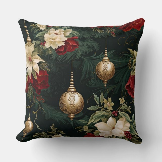 Shadowed Ballet Christmas Botanical Kussen (Voorkant)