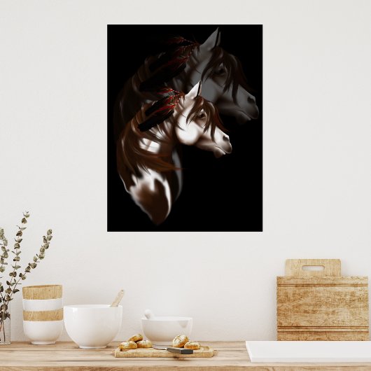 Shadowed Feathered Horse Poster (Keuken)