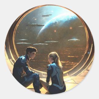 Shadowed Omhelzen Ronde Sticker