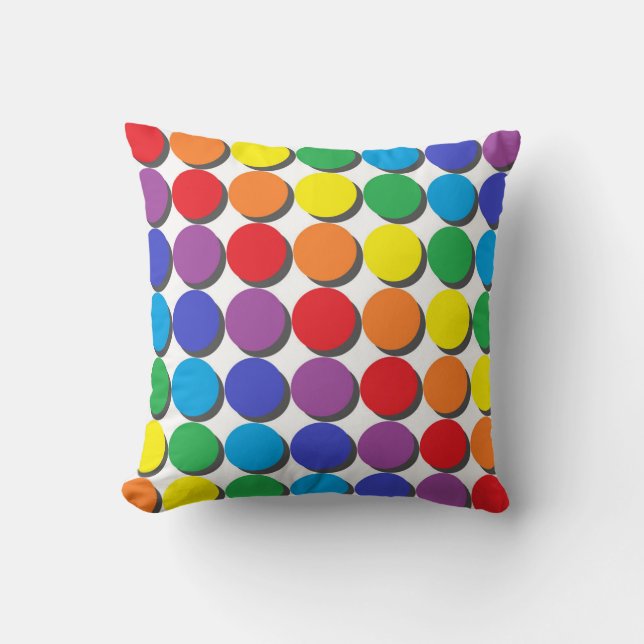 Shadowed Rainbow Polka Dots Kussen (Voorkant)