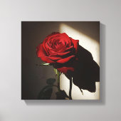Shadowed Red Rose - Dramatische Chiaroscuro Bloeme Canvas Afdruk (Voorkant)