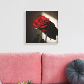 Shadowed Red Rose - Dramatische Chiaroscuro Bloeme Canvas Afdruk (Insitu (Woonkamer))