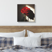 Shadowed Red Rose - Dramatische Chiaroscuro Bloeme Canvas Afdruk (Insitu (Slaapkamer))