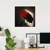 Shadowed Red Rose - Dramatische Chiaroscuro Bloeme Poster (Thuiskantoor)