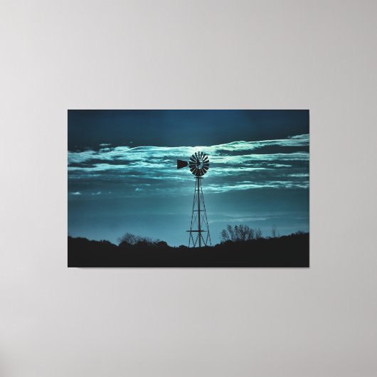 Shadowed Windmill- Dark Sky Photography Canvas Afdruk (Voorkant)
