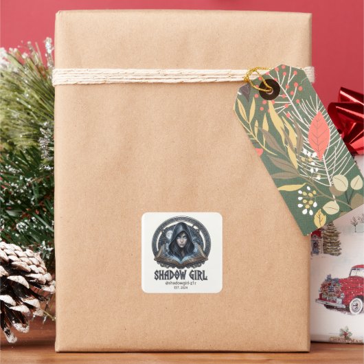 shadowgirl vierkante sticker (Feestdagen)