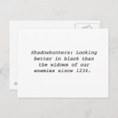 Shadowhunters Briefkaart (Voorkant / Achterkant)