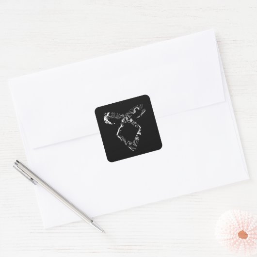 Shadowhunters rune bloemenwit vierkante sticker (Envelop)