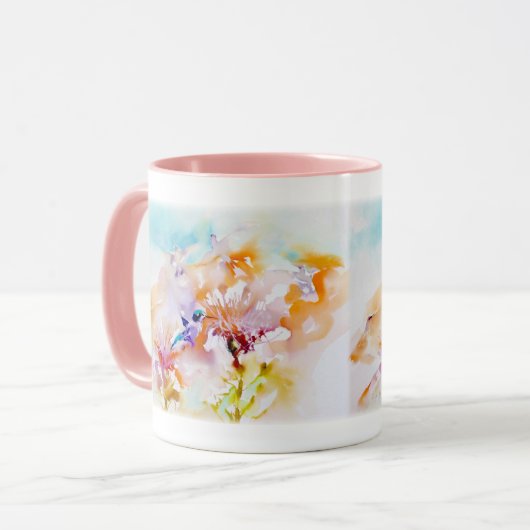 "Shadows in Pastels" Hummingbird Print Mok (Voorkant links)