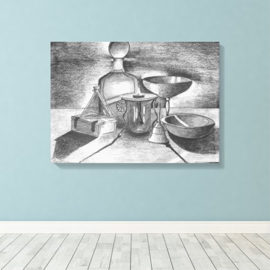 Shadows Pencil Tekening door Sara Motolanez Canvas Afdruk (Insitu (Houten vloer))