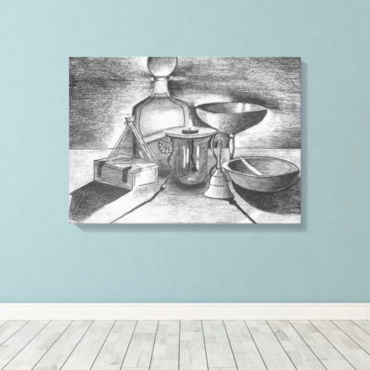 Shadows Pencil Tekening door Sara Motolanez Canvas Afdruk (Insitu (Houten vloer))