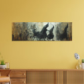 🌃🎨 Shadowy Carriage Ride 🐎 Canvas Afdruk (Insitu (Woonkamer))