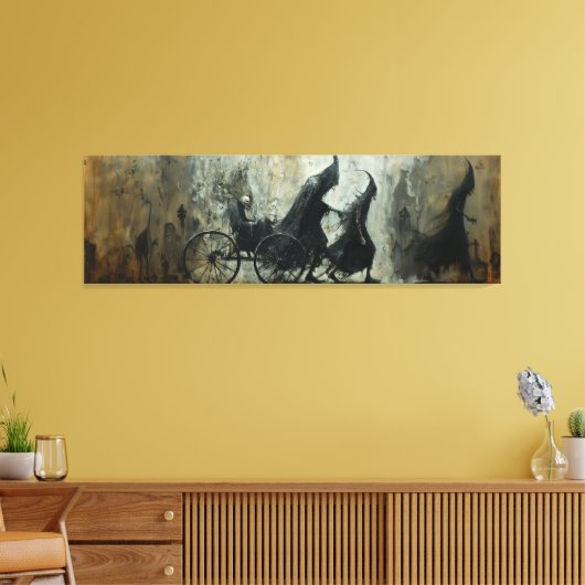 🌃🎨 Shadowy Carriage Ride 🐎 Canvas Afdruk (Insitu (Woonkamer))