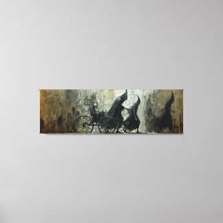 🌃🎨 Shadowy Carriage Ride 🐎 Canvas Afdruk