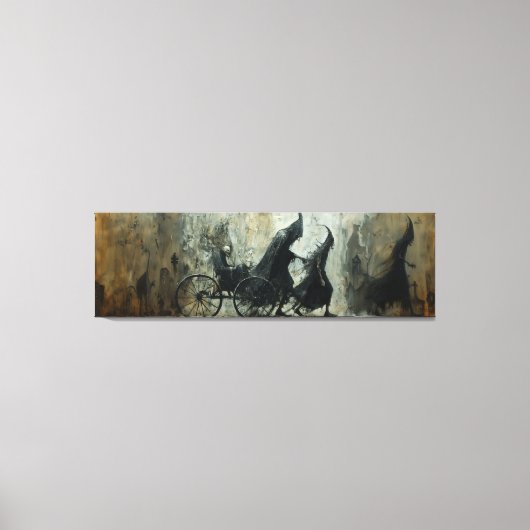 🌃🎨 Shadowy Carriage Ride 🐎 Canvas Afdruk (Voorkant)