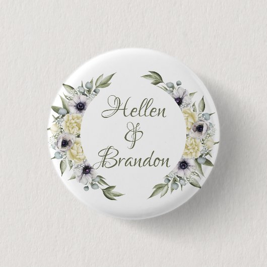 Shady-Chic Flowers Wreated Lijst Ronde Button 3,2 Cm (Voorkant)