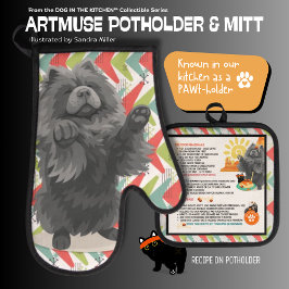 SHADY LADY -CHOW DOG Oven Mitt & Pot Holder Ovenwant & Pannenlap Set