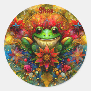 SHAE ~ GLANZENDE KERSTKIKKER ~ RONDE STICKER