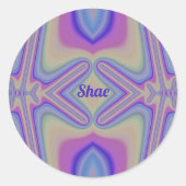 SHAE ~ Pasteltinten fractaal ~ gepersonaliseerd Ronde Sticker (Voorkant)