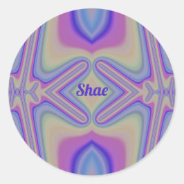 SHAE ~ Pasteltinten fractaal ~ gepersonaliseerd Ronde Sticker