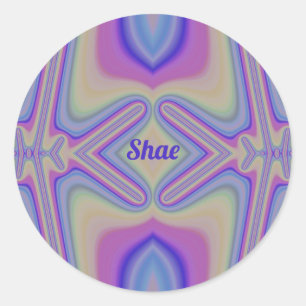 SHAE ~ Pasteltinten fractaal ~ gepersonaliseerd Ronde Sticker