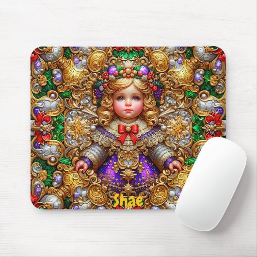 SHAE ~ Vintage kerstpop ~ Mousepad Muismat (Met muis)