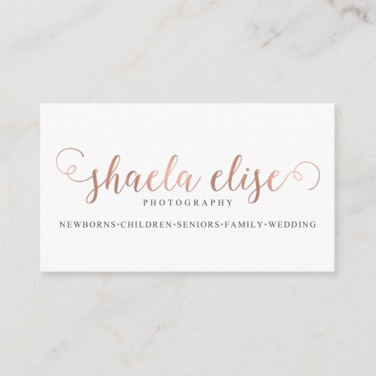 Shaela Davis fotografie Visitekaartje (Voorkant)