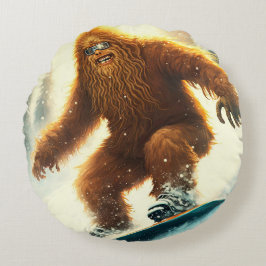 Shaggy Bigfoot Snowboarden AI Yeti Besneeuwde Hell Rond Kussen