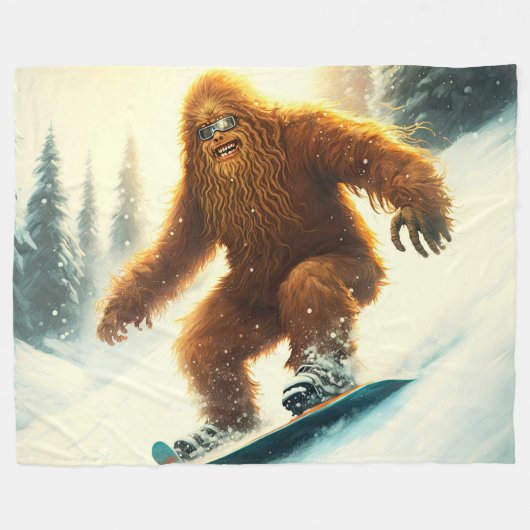 Shaggy Bigfoot Snowboarden AI Yeti Snowy Slope Fleece Deken (Voorkant (Horizontaal))
