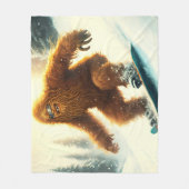 Shaggy Bigfoot Snowboarden AI Yeti Snowy Slope Fleece Deken (Voorkant)