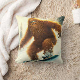 Shaggy Bigfoot Snowboarden AI Yeti Snowy Slope Kussen