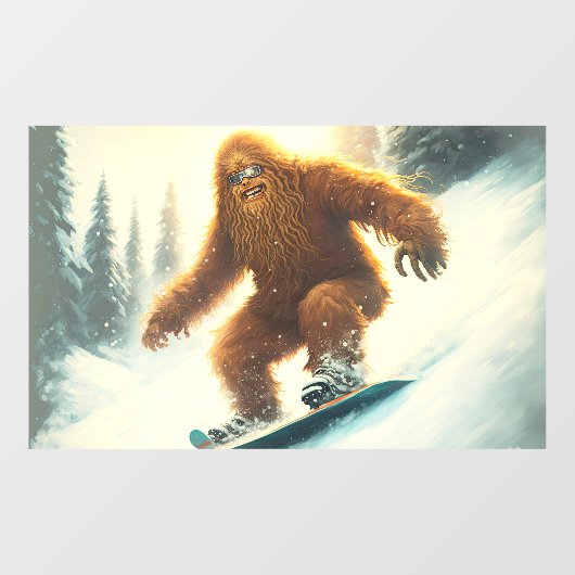 Shaggy Bigfoot Snowboarden Sneeuwhelling Zonnesche Raamsticker (Vel)