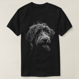Shaggy Dog Zwart-wit Scratchboard T-Shirt