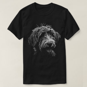 Shaggy Dog Zwart-wit Scratchboard T-Shirt
