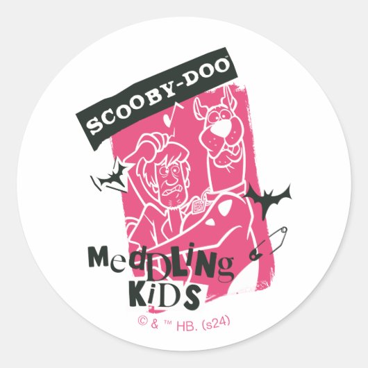 Shaggy en Scooby-Doo bemoeien Kinder Punk schets Ronde Sticker (Voorkant)