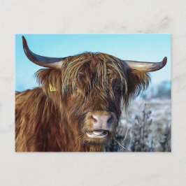 Shaggy Highland Beef Cow Oil Painting Briefkaart