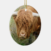 Shaggy Highland Cow Keramisch Ornament (Rechts)