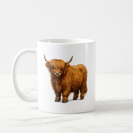 Shaggy Highland Cow Portrait Koffiemok (Links)