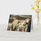 Shaggy hond slapen op een quilt kaart (Gele Bloem)